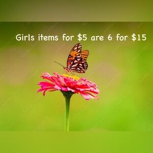 Girls items listed for $5 are 6 for $15